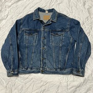 Gap Men’s Medium Jean Trucker Jacket Denim Zip & Button Closure 90’s VTG Rugged